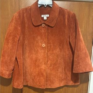 Coldwater Creek Women's Rust Real Leather Suede Blazer 3/4 sleeve